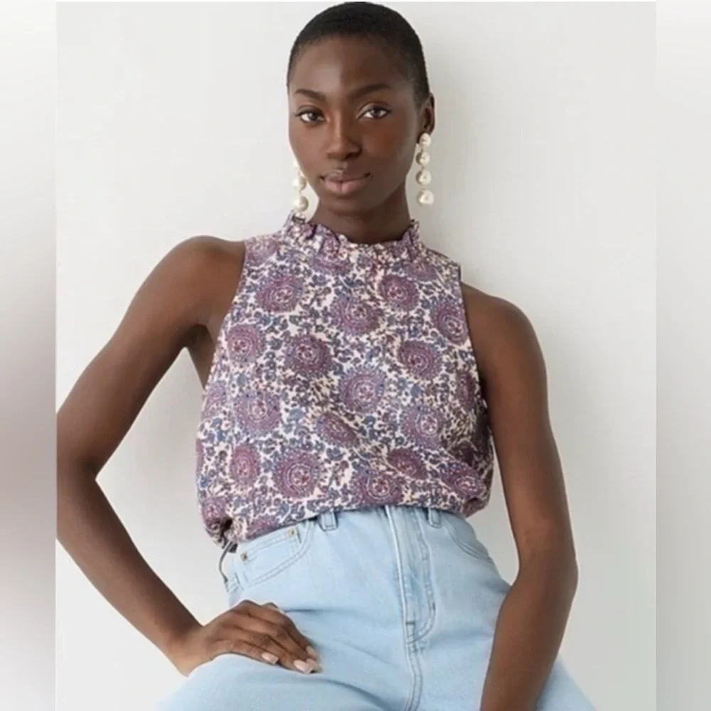 J.Crew Fleur top in floral linen, Size L